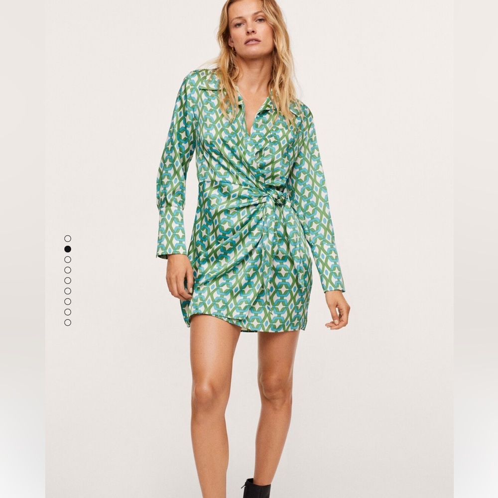 Mango geometric print wrap dress